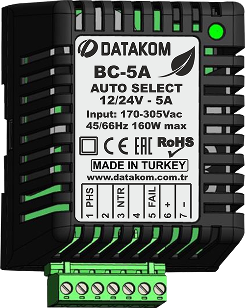 Datakom BC5A Otomatik Seçimli Akü Şarj Cihazı
