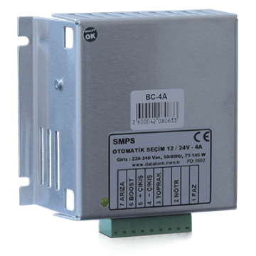 Datakom BC4AM Akü Şarj Cihazı 12V ve 24V 4A Pano Tipi