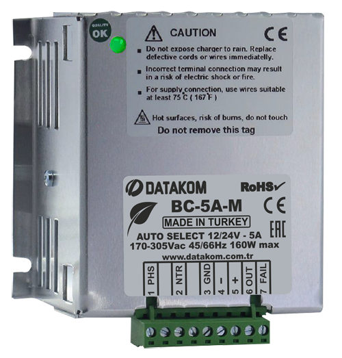 Datakom BC5AM Otomatik Seçimli Akü Şarj Cihazı