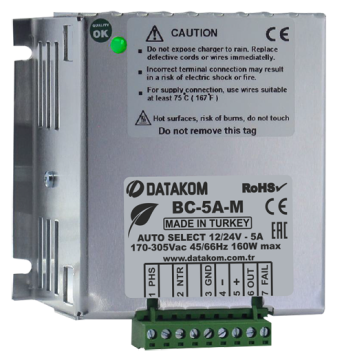 Datakom BC5AM Otomatik Seçimli Akü Şarj Cihazı
