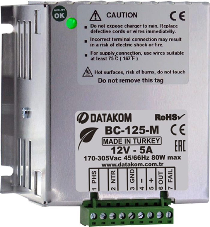 Datakom 12V 5A Akü Şarj Cihazı BC-125-M