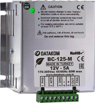 Datakom 12V 5A Akü Şarj Cihazı BC-125-M