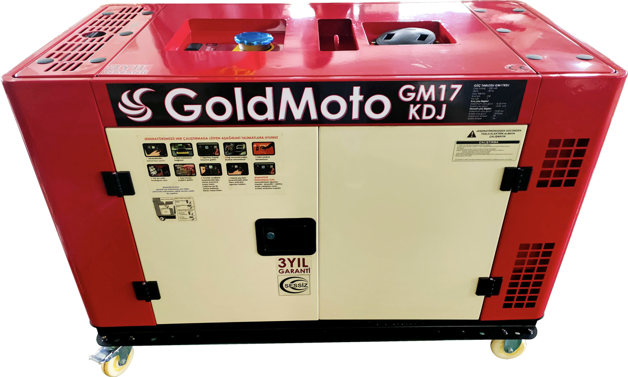 GoldMoto GM17KDJ Dizel Jeneratör 17Kva Monofaze Marşlı Kabinli