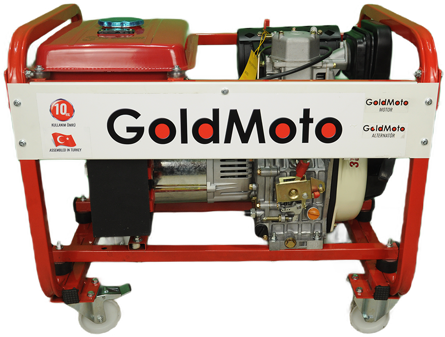 GoldMoto Dizel Jeneratör Marşlı - Tekerlekli - Büyük Depolu GM7.5DJY