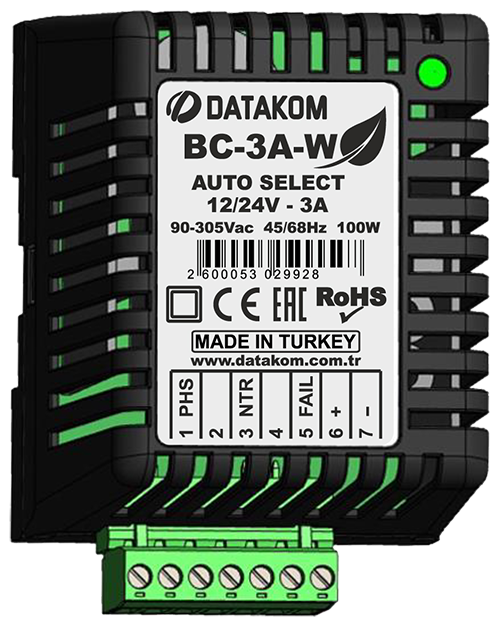 Datakom Akü Şarj Cihazı 12V ve 24V 3A BC3AW