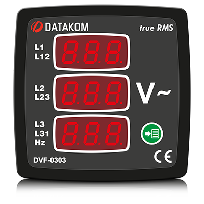 Datakom DVF-0303 72x72 Üç Faz Dijital Volt-Frekansmetre DA0303-72