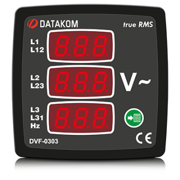 Datakom DVF0303 Volt ve Hertz Metre Dijital Monofaze-Trifaze 72x72