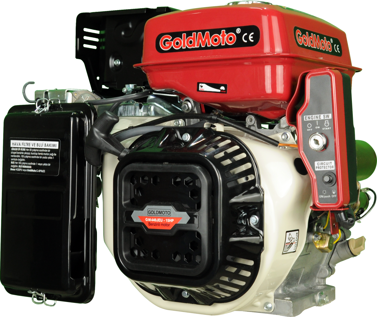 Benzinli Motor 15Hp Marşlı Krank Mili Konik Uzun GM440JEU