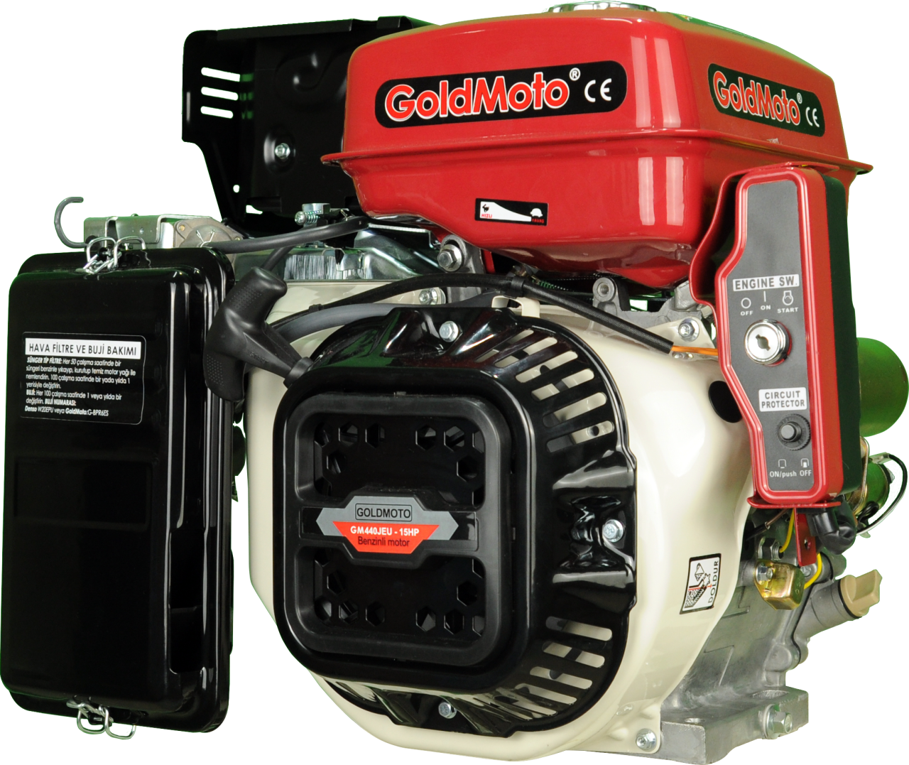 Benzinli Motor 15Hp Marşlı Krank Mili Konik Uzun GM440JEU