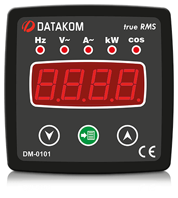 Datakom Multimetre Monofaze 72X72 Hz, V, A, KW, COS DM-0101-72X72