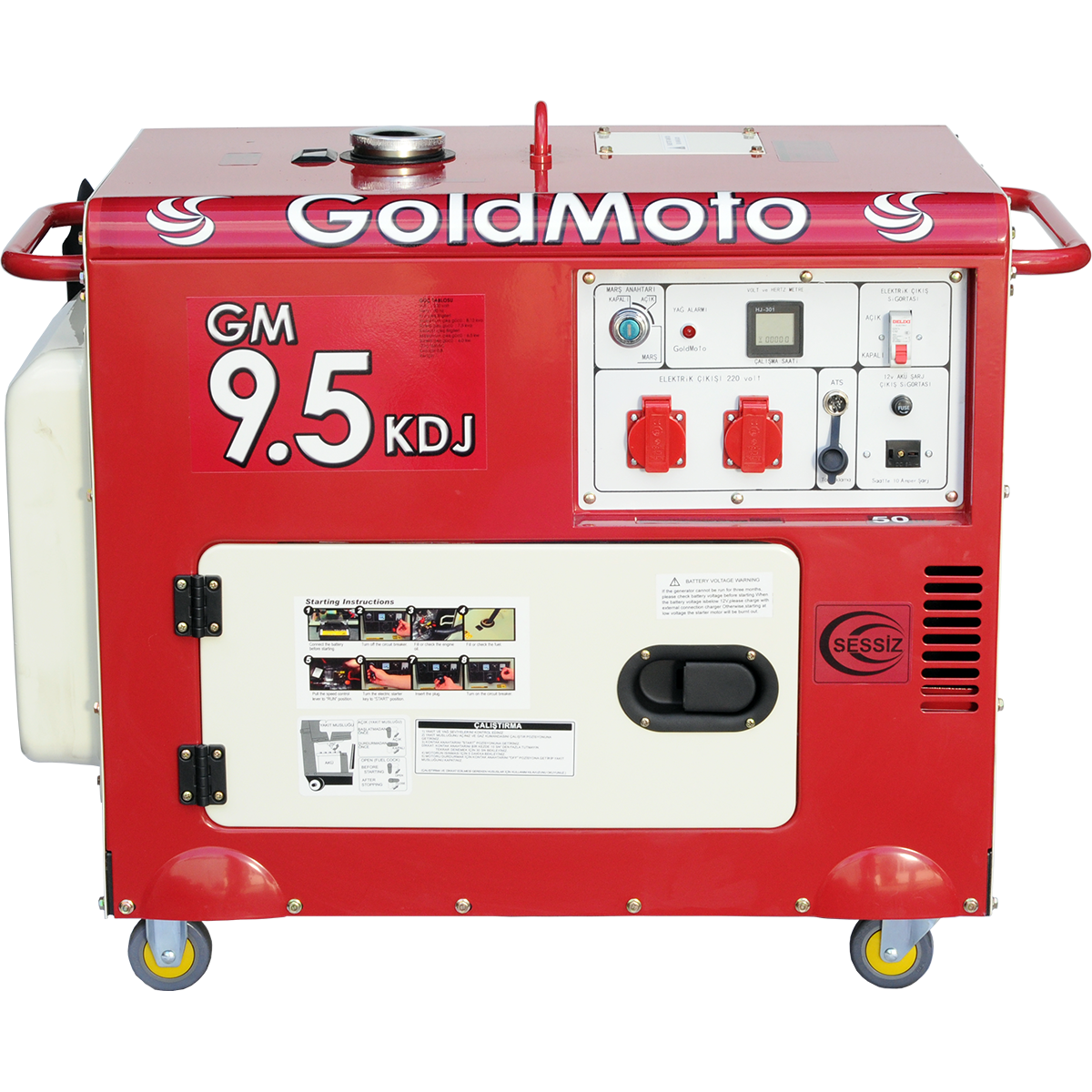 GoldMoto GM9.5KDJ Dizel Jeneratör 8.7Kva Monofaze Marşlı Kabinli