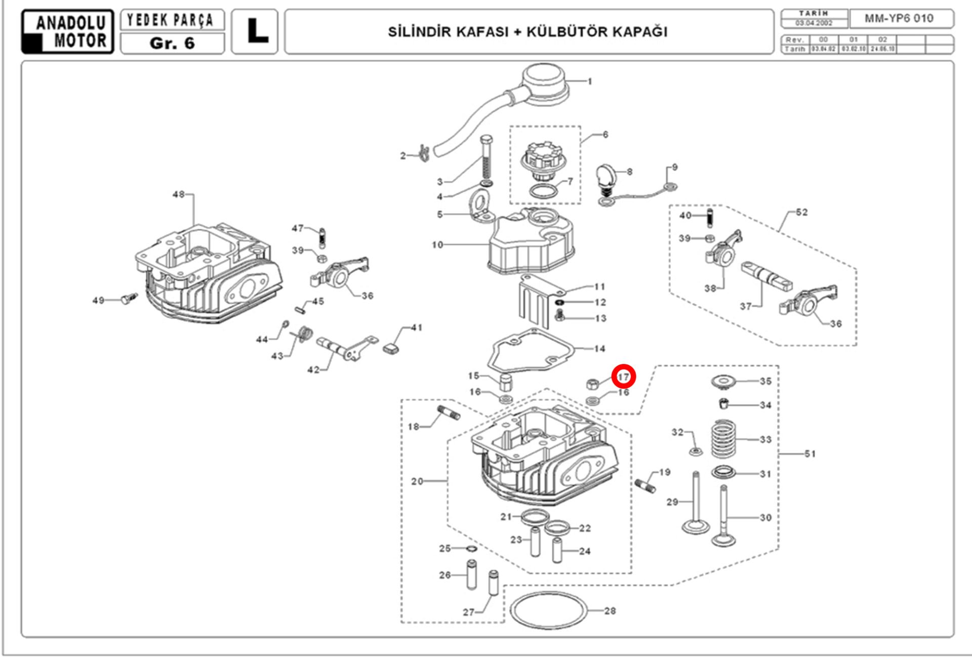Antor Somun M8X1,2X8 Silindir Kafası 6LD325 6LD360 A20403240016